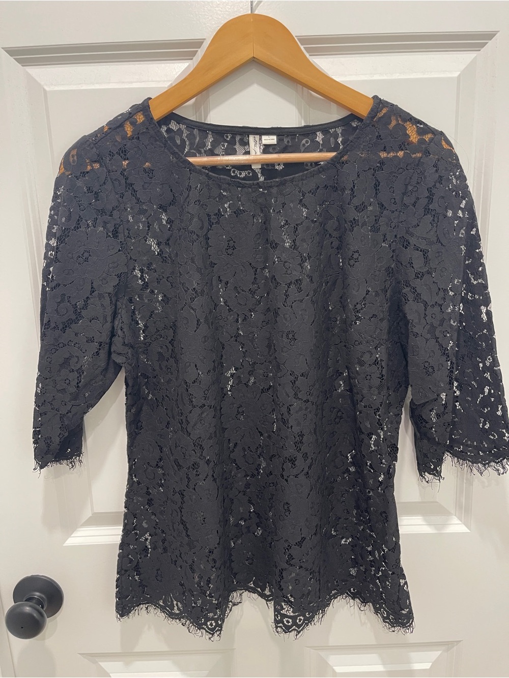 Nasty Gal Charcoal Floral Lace Blouse